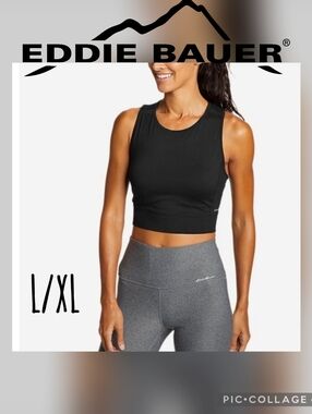 Black Full Coverage Long Sports Bra Eddie Bauer Shoreline Collection L/XL